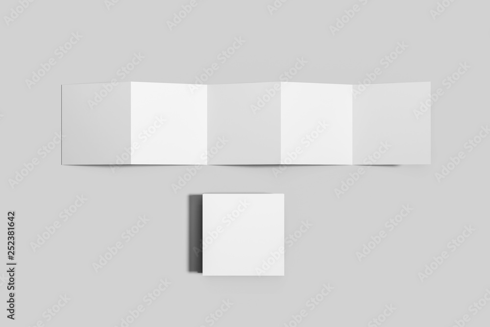 Accordion Fold Brochure, ten page leaflet, concertina fold. Blank white