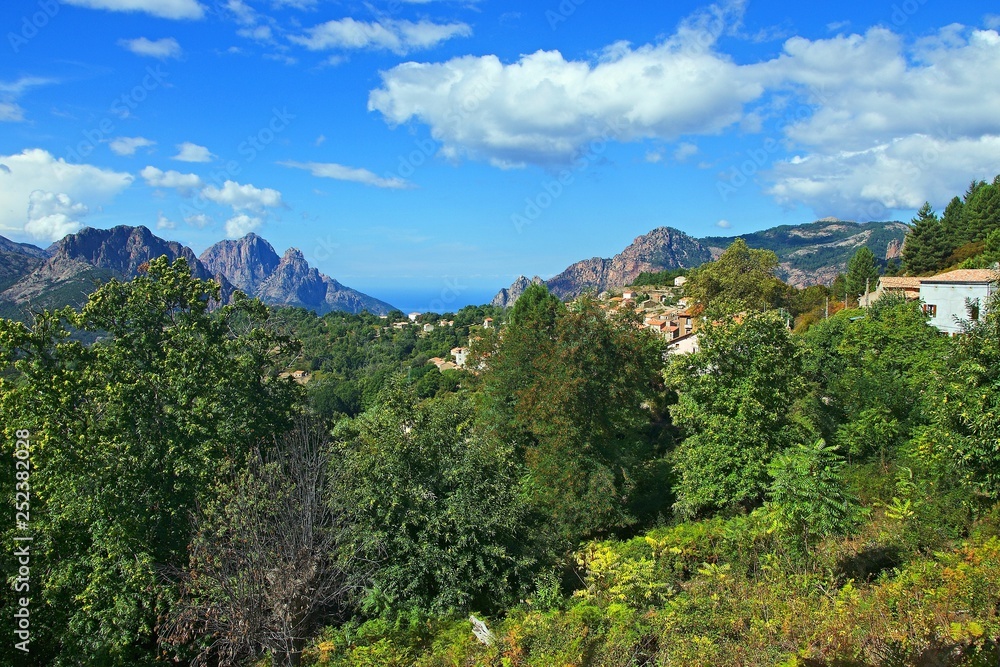 Corsica-view of the village Evisa Corsica-view of the village Evisa