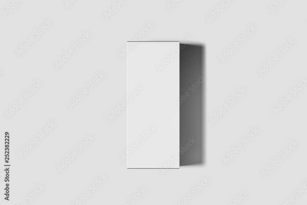 White cardboard box mock-up isolated on soft gray background.Cardboard ...