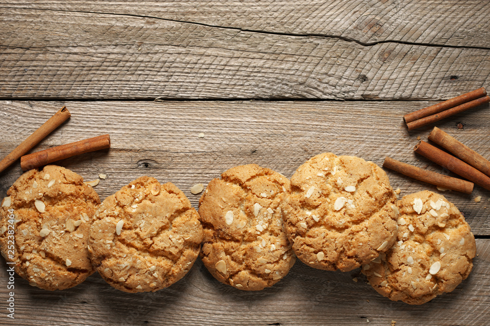 Crumbly peanut cookies on wood Crumbly peanut cookies on wood