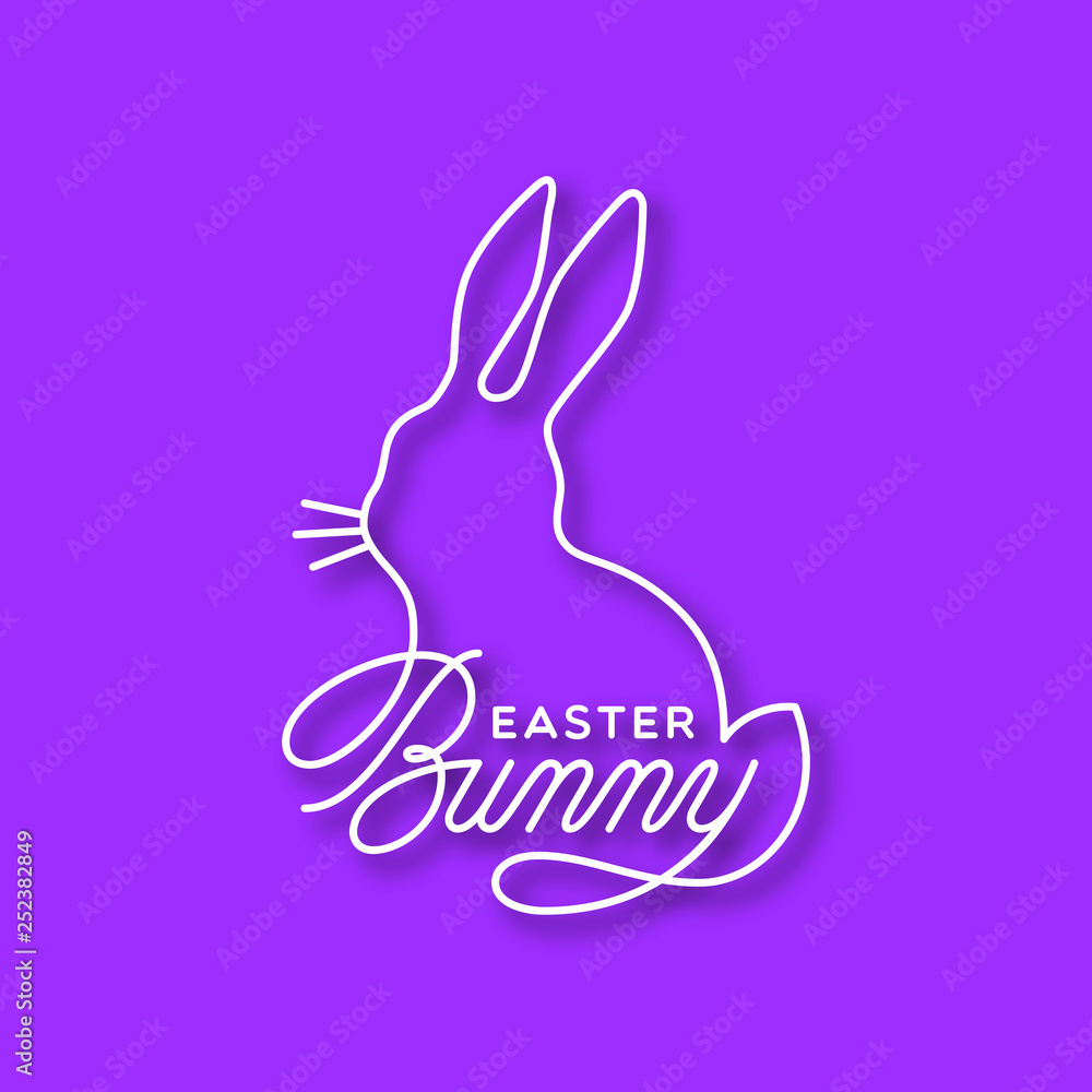 Fototapeta premium Easter Bunny linear lettering