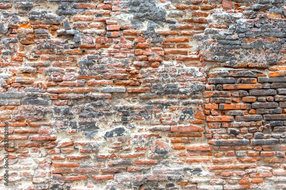 Naklejka premium Black and orange brick texture.