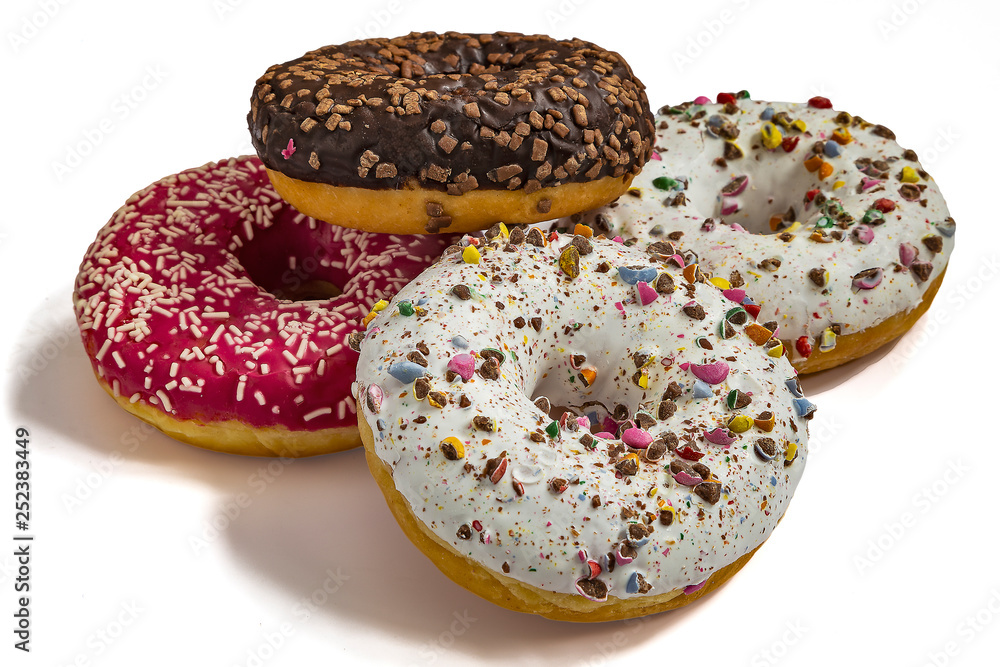 Donut with icing on white Donut with icing on white