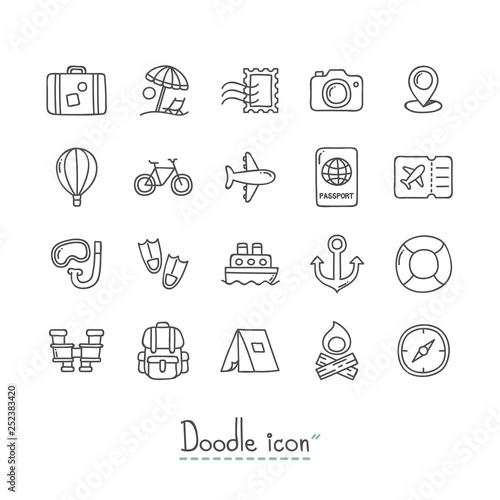 Doodle Travel Icons.