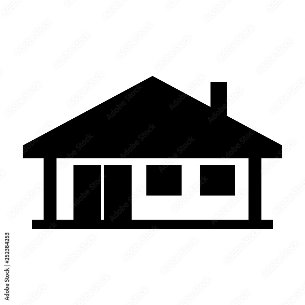Real estate, home, house black icon isolated on white background, vector illustration Real estate, home, house black icon isolated on white background, vector illustration