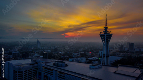 A very beautiful sunrise of Alor Setar Tower in Kedah, Malaysia early in the morning
