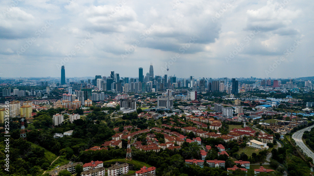 Beautiful aerial view of Kuala Lumpur cityscape in Malaysia