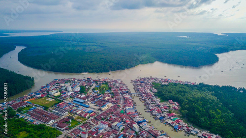 Aerial view of the fishermen village in Kuala Spetang Malaysia