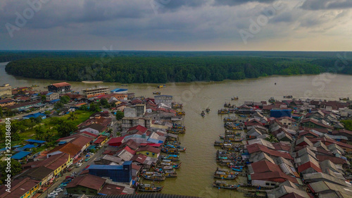 Aerial view of the fishermen village in Kuala Spetang Malaysia photo