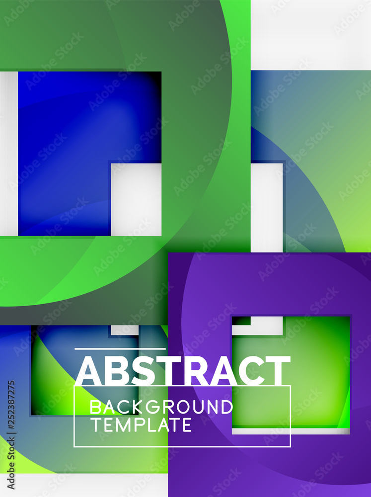 Fototapeta premium Geometric minimal abstract background with multicolored squares composition