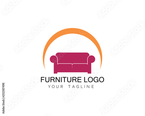 Furniture sofa logo design icon template. Home decor interior design vector illustration 