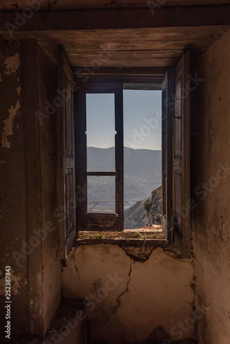 Looking out a Window in an Abandoned Ruin in Southern Italy