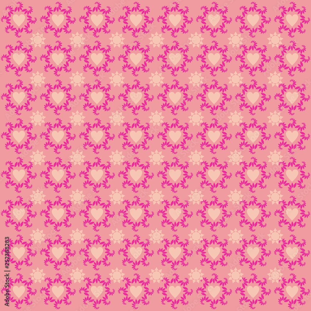 Seamless Pattern Love Pink Color