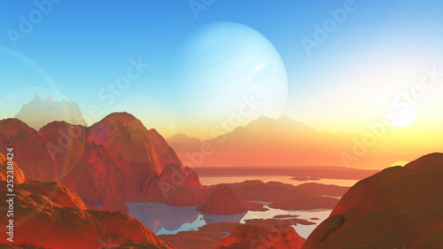 3D surreal mars style landscape photo