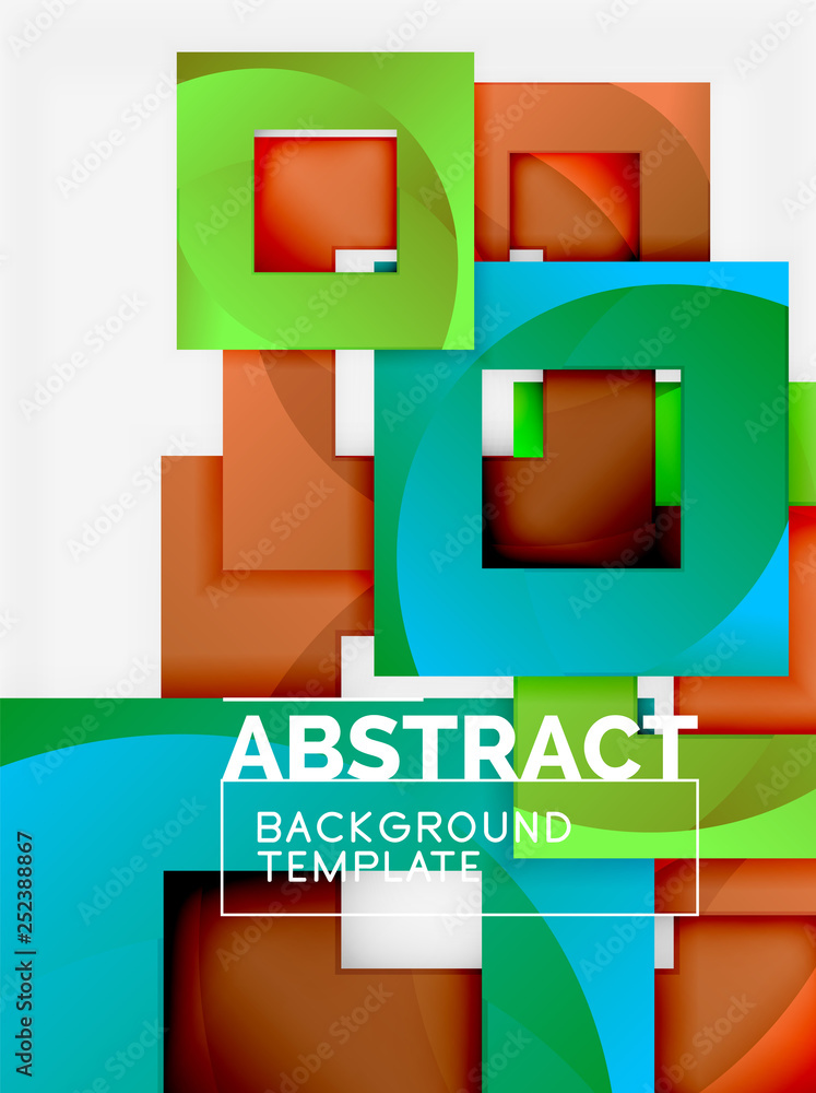Color square composition with text. Geometric abstract background Color square composition with text. Geometric abstract background