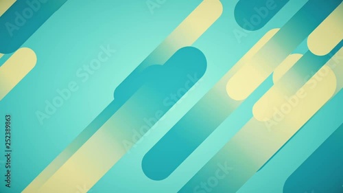Abstract background in flat style with animation of rounded rectangles, circles and lines on colorful backdrop. Animation of seamless loop.