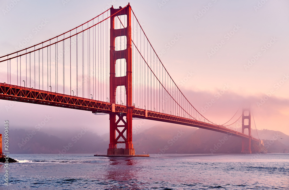 Golden Gate Bridge at sunrise, San Francisco, California