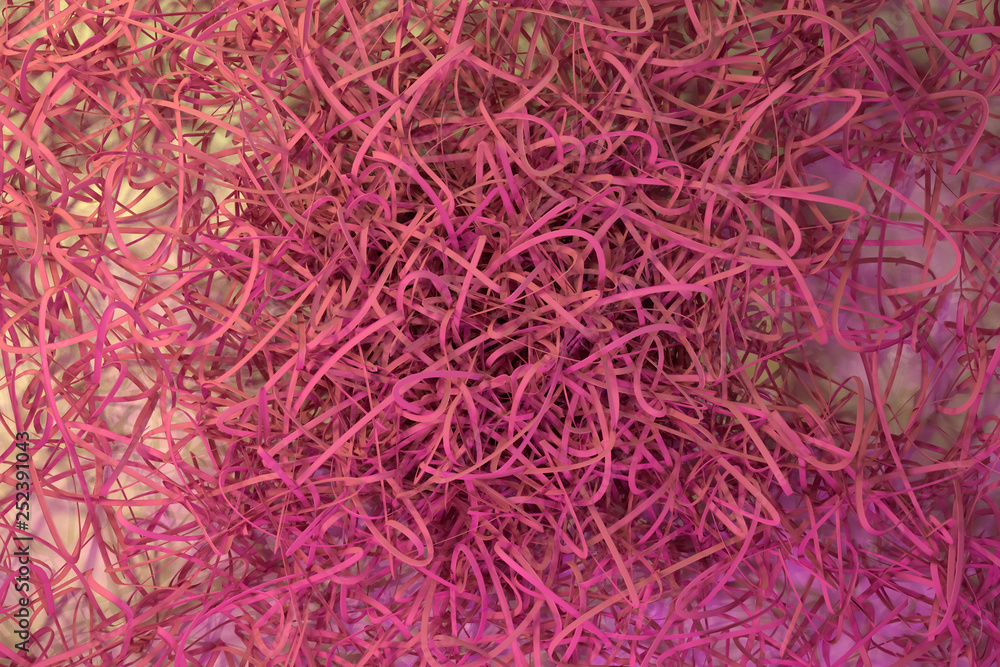 Naklejka premium Decorative, illustrations CGI composition, messy strings virtual backdrop, for design texture background. 3D render.