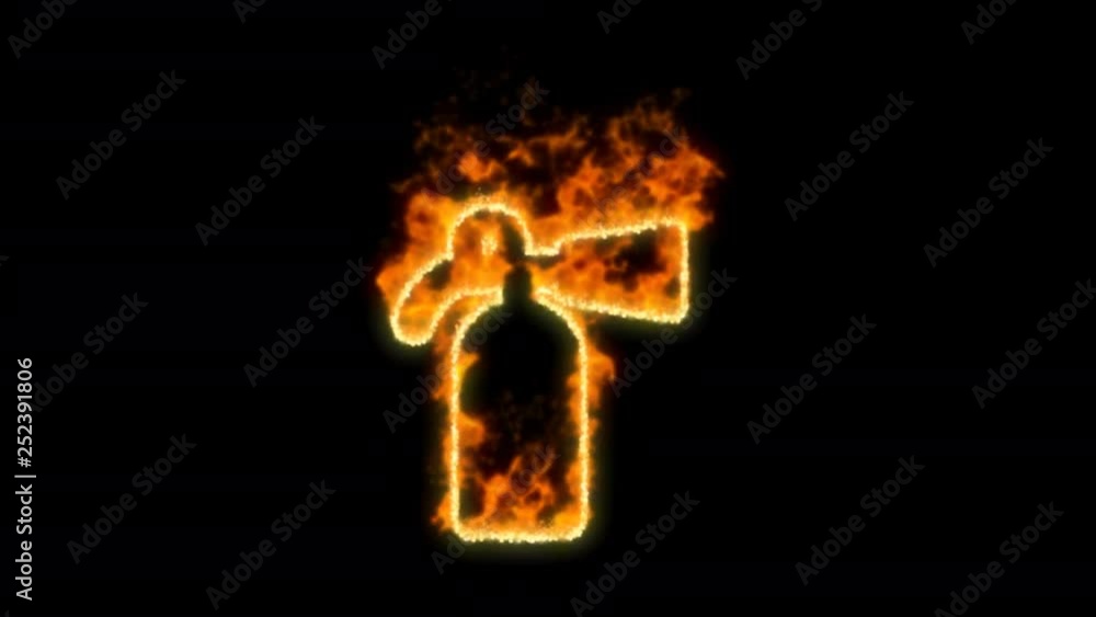 fire extinguisher symbol inflames. Then disappears. In - Out loop. Alpha channel Premultiplied - Matted with color black fire extinguisher symbol inflames. Then disappears. In - Out loop. Alpha channel Premultiplied - Matted with color black