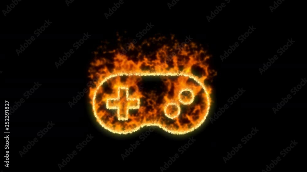 gamepad symbol inflames. Then disappears. In - Out loop. Alpha channel Premultiplied - Matted with color black gamepad symbol inflames. Then disappears. In - Out loop. Alpha channel Premultiplied - Matted with color black