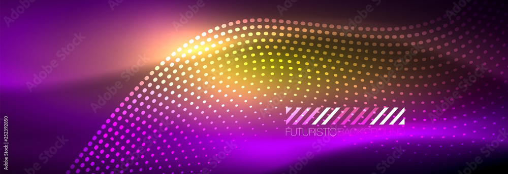Glowing abstract wave on dark, shiny motion, magic space light. Vector techno abstract background Glowing abstract wave on dark, shiny motion, magic space light. Vector techno abstract background