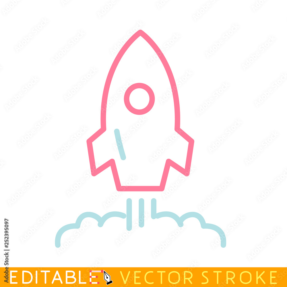 Rocket start up icon. White background. Easy changing vector with editable strokes. Rocket start up icon. White background. Easy changing vector with editable strokes.