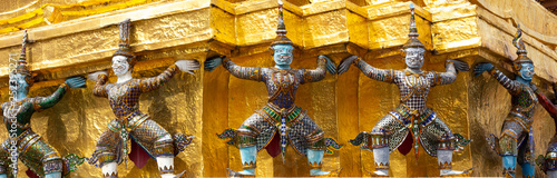 Giant lift the base of the pagoda in Wat Phra Kaew or name officially as Wat Phra Si Rattana Satsadaram