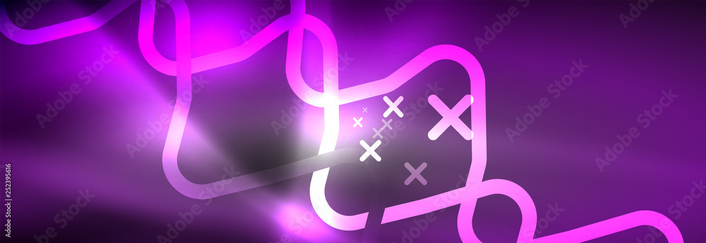 Obraz premium Glowing neon abstract lines, techno futuristic template