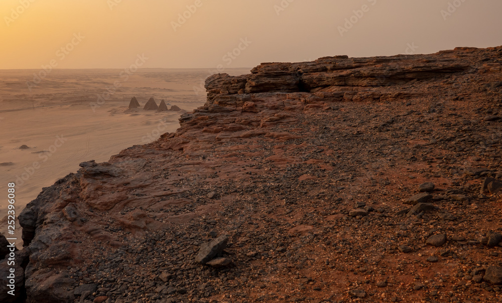 View from above of the pyramids near Karima, Sudan