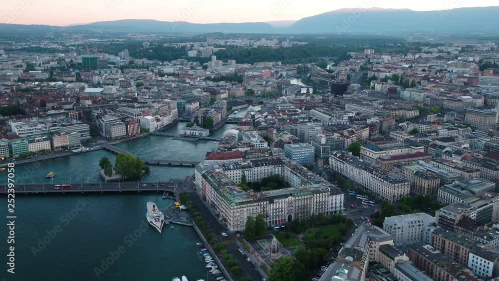 Aerial Switzerland Geneva June 2018 Sunset 30mm 4K Inspire 2 Prores Aerial video of downtown Geneva in Switzerland at sunset. Aerial Switzerland Geneva June 2018 Sunset 30mm 4K Inspire 2 Prores Aerial video of downtown Geneva in Switzerland at sunset.