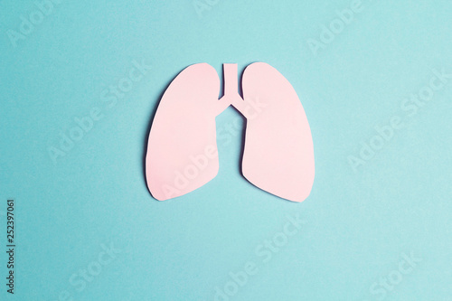 Lungs symbol on blue background. World Tuberculosis Day. Healthcare, medicine, hospital, diagnostic, internal donor organ.