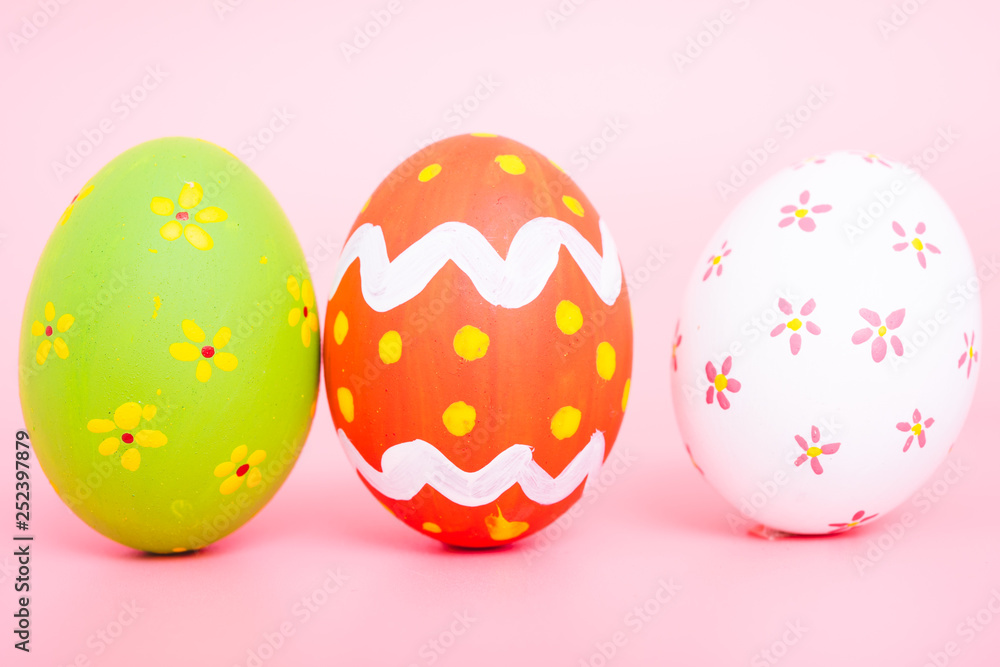 Beautiful Easter group egg multi color on pink Beautiful Easter group egg multi color on pink
