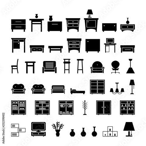 furniture icons set. vector illustration on white background
