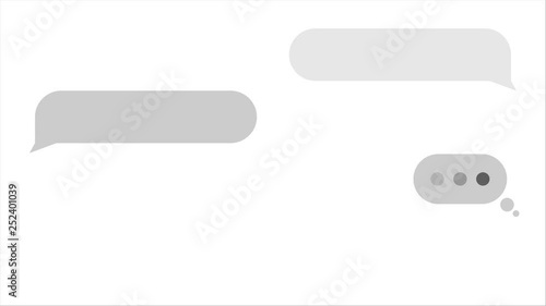 Text typing in messenger, sending message, message bubble for custom text on white screen.