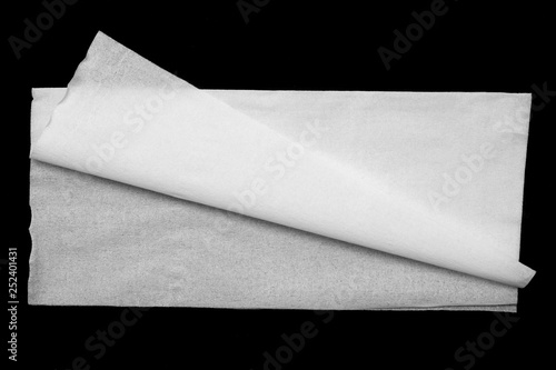 Texture of white tissue paper on black background