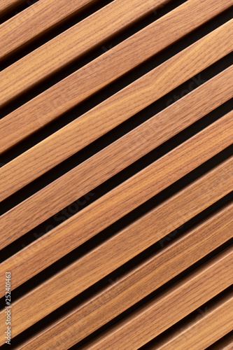 Wooden slats. Natural wood lath line arrange pattern texture background 