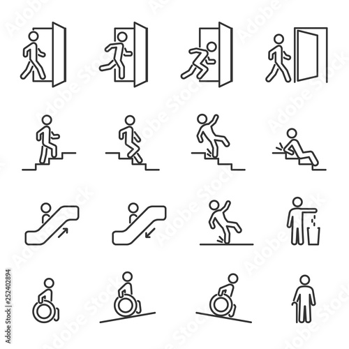 Vector set of people navigation line icons.
