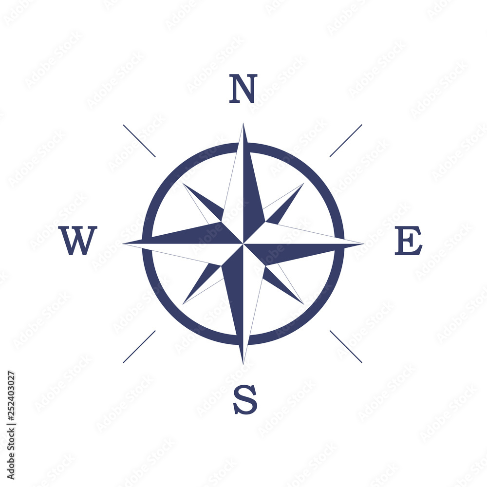 Vector compass flat design simple compass retro or vintage style Vector compass flat design simple compass retro or vintage style