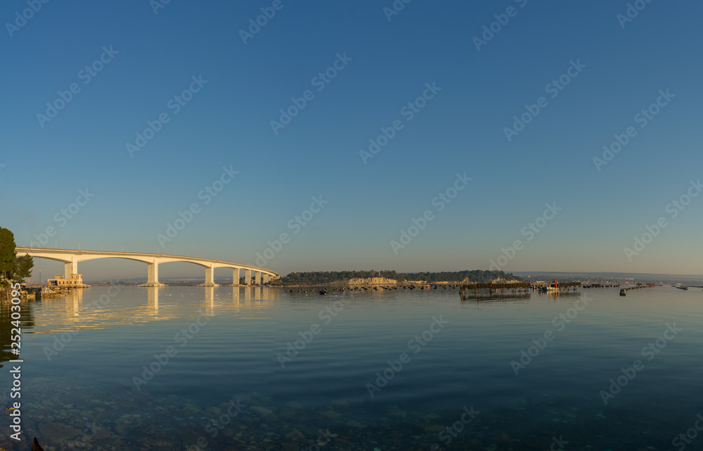 Panoramic View of the Mar Piccolo in Taranto at Sunrise