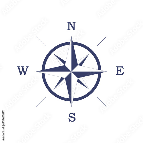 Vector compass flat design simple compass retro or vintage style