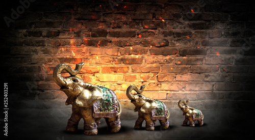 Golden elephant on a wooden...