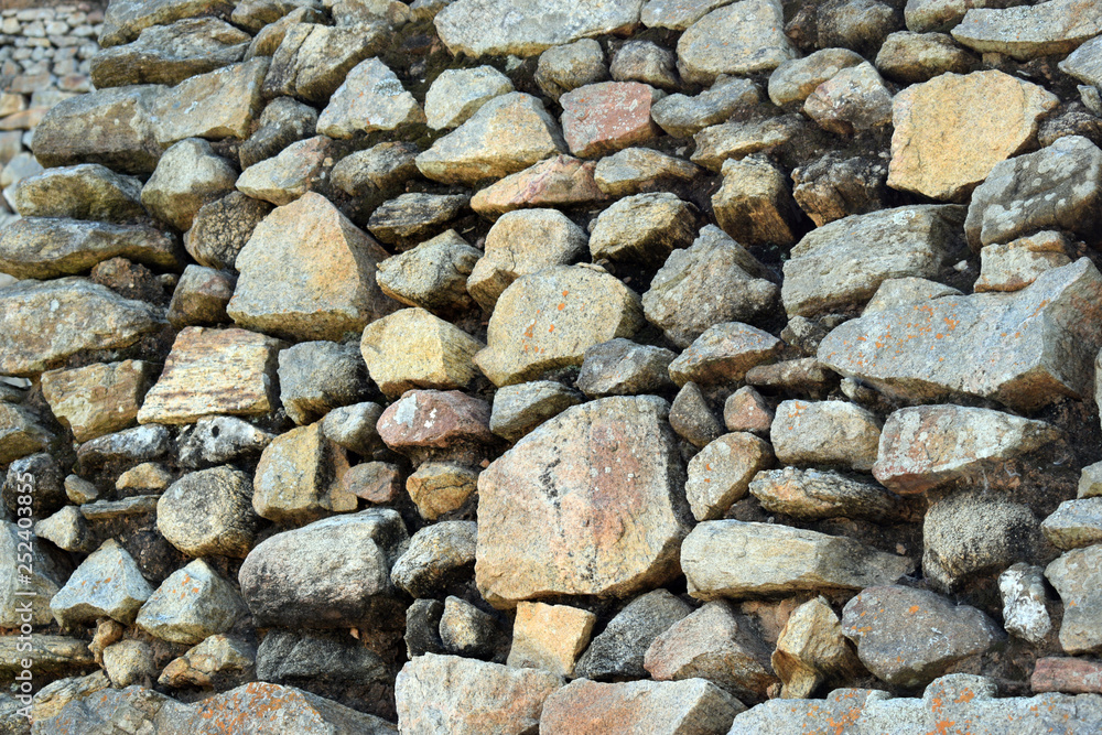 DIFFERENT SHAPES STONES KEPT AS WALL