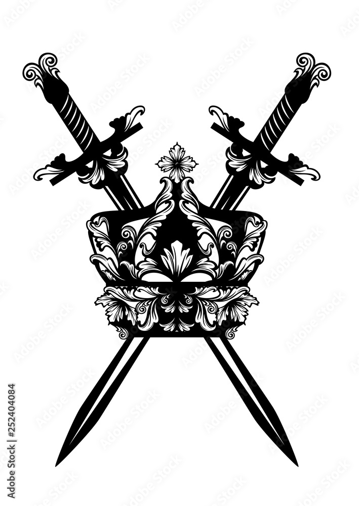 Five swords crossing on a symbolic Royalty Free Vector Image