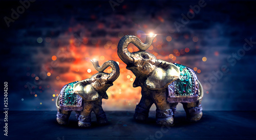 Golden elephant on a wooden...
