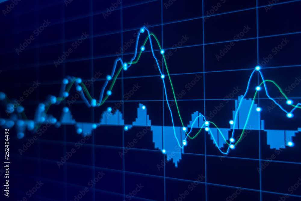 Naklejka premium Stock market trading graph and candlestick chart for financial investment concept. Abstract finance background.
