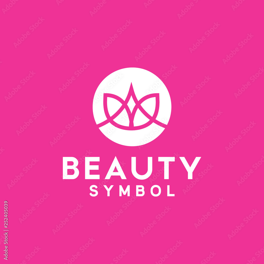Pink Beauty Line Flower Logo Symbol Design Pink Beauty Line Flower Logo Symbol Design
