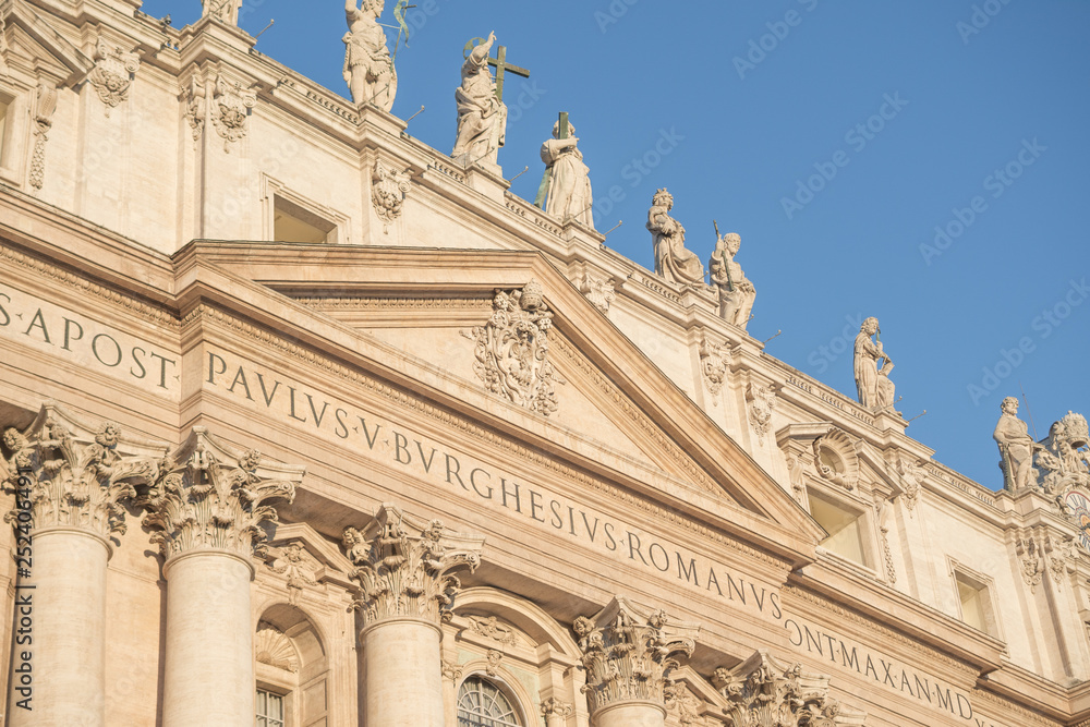 Part of the facade of the building in the Vatican, Rome, Italy