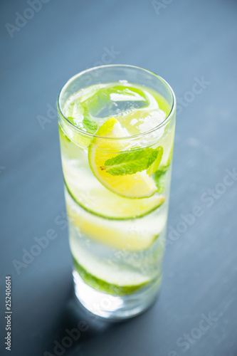 Mojito cocktail lime and mint. Selective focus. Shallow depth of field. 