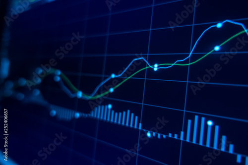Stock market trading graph and candlestick chart for financial investment concept. Abstract finance background.