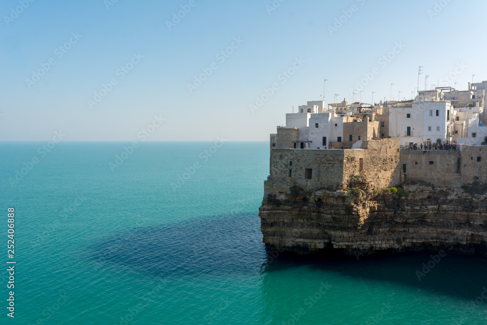 The City of Polignano a mare Built on the Cliff near Bari, in Italy